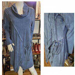 Blue boho long sleeve dress Large-Medium